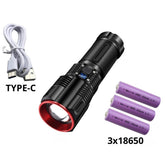 Flashlight USB Rechargeable Super Bright Tactical Torch Powerful Reflective Light