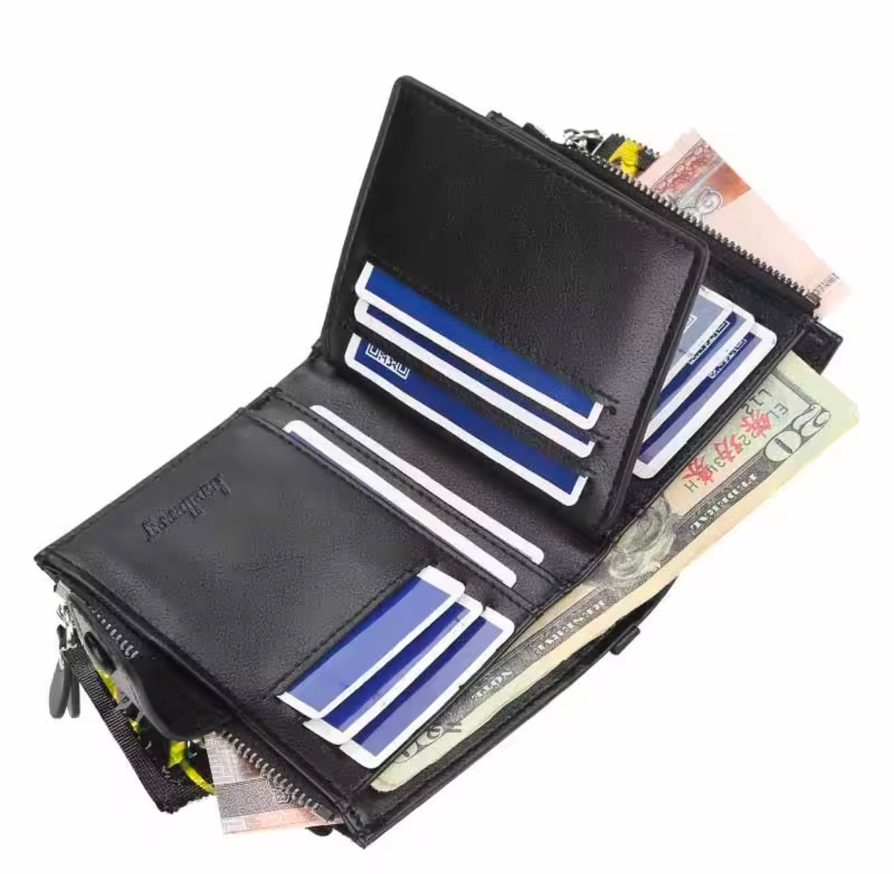 Baellery PU Leather Men Wallet High Quality Zipper Short Wallet