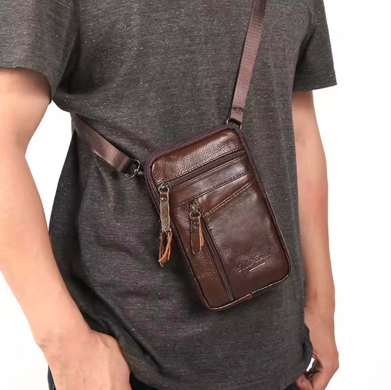 LEATHER Vintage Belt Crossbody Fanny bag