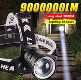 Long range Rechargeable Zoomable Headlight Waterproof 18650 bettery