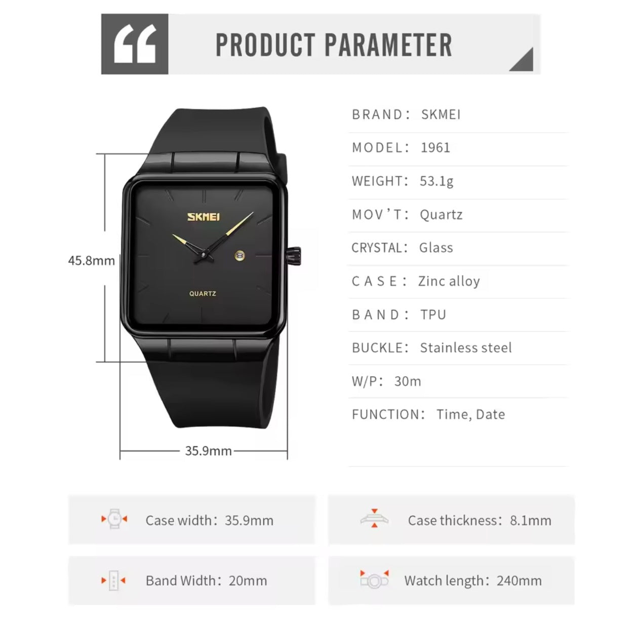 SKMEI Japan Quartz Movement Fashion Watch