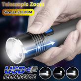 K-31 USB Rechargeable Battery Led Flashlight Zoomable Aluminum Torch Waterproof For Bike Camping Light Lam