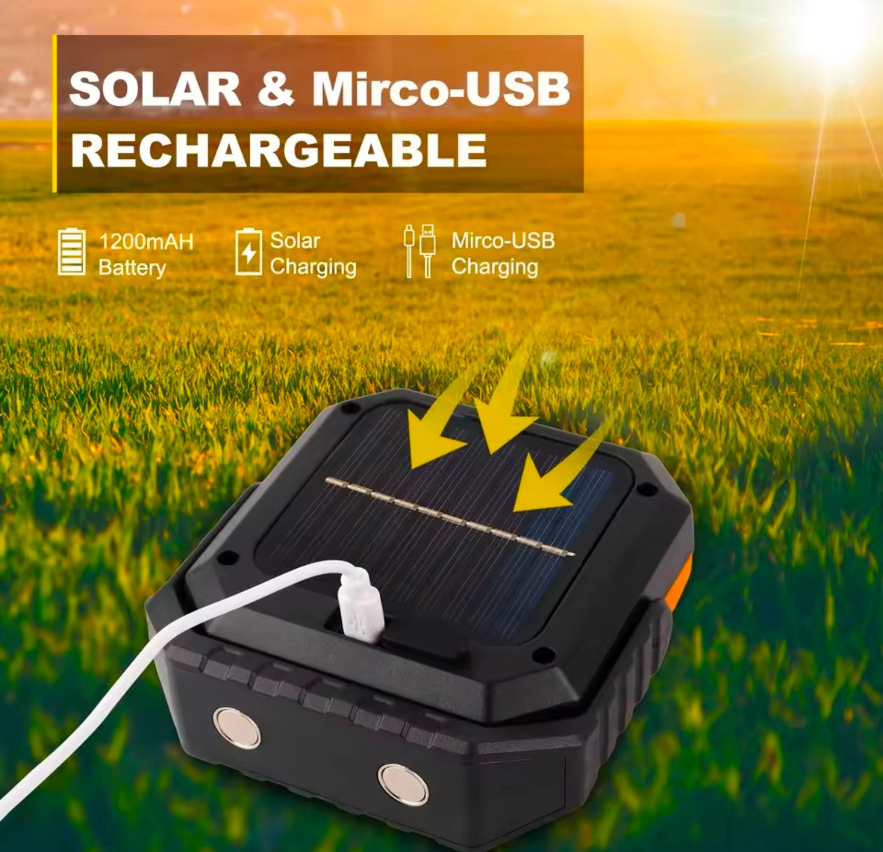 400 W Solar And USB Rechargeable Light 4 Working Modes