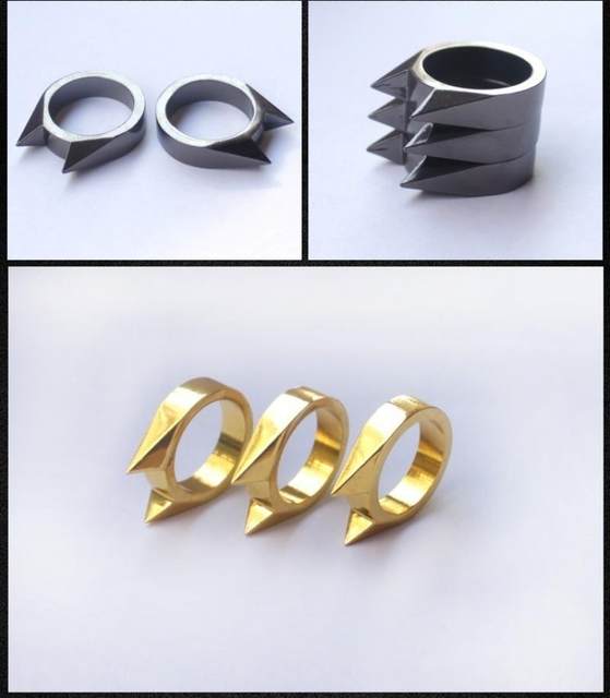 2Pcs Cat Ear Mini Stainless Steel Defensive Ring Self Defense