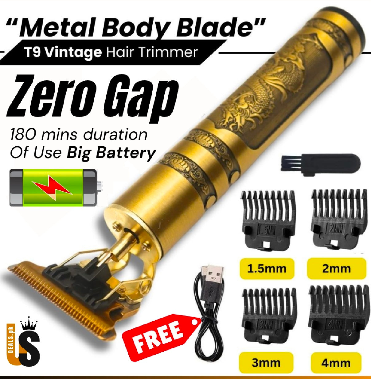 T9 Hair Trimmer Professional Rechargeable Beard Trimmer Titanium Cordless