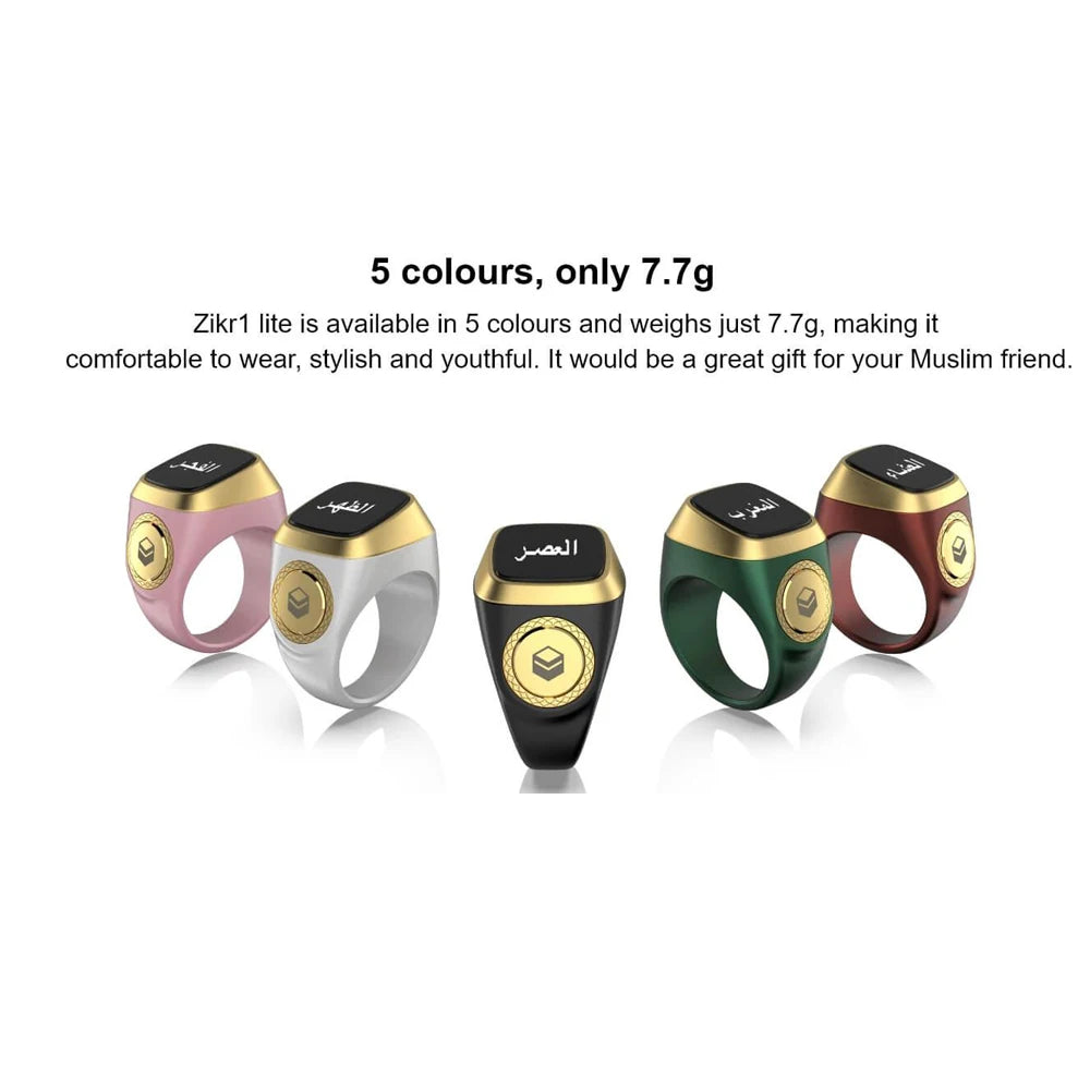 Qibla Smart Zikr Ring Praise Tasbih Tally Electronic Digital Counter for Muslims Prayer Time Vibration Reminder Waterproof