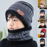 2Pcs Warm Knit Beanie Cap and Scarf for kids
