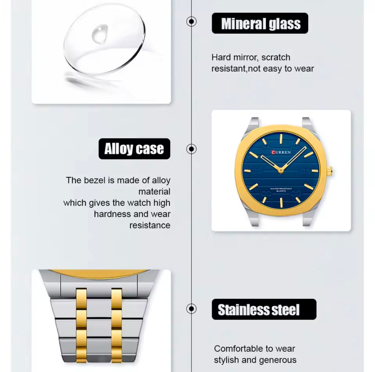 CURREN Ultra-Thin Business Stainless Steel Quartz Watch