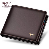 Septwolves Luxury Brand Men short Wallet Original Genuine Leather