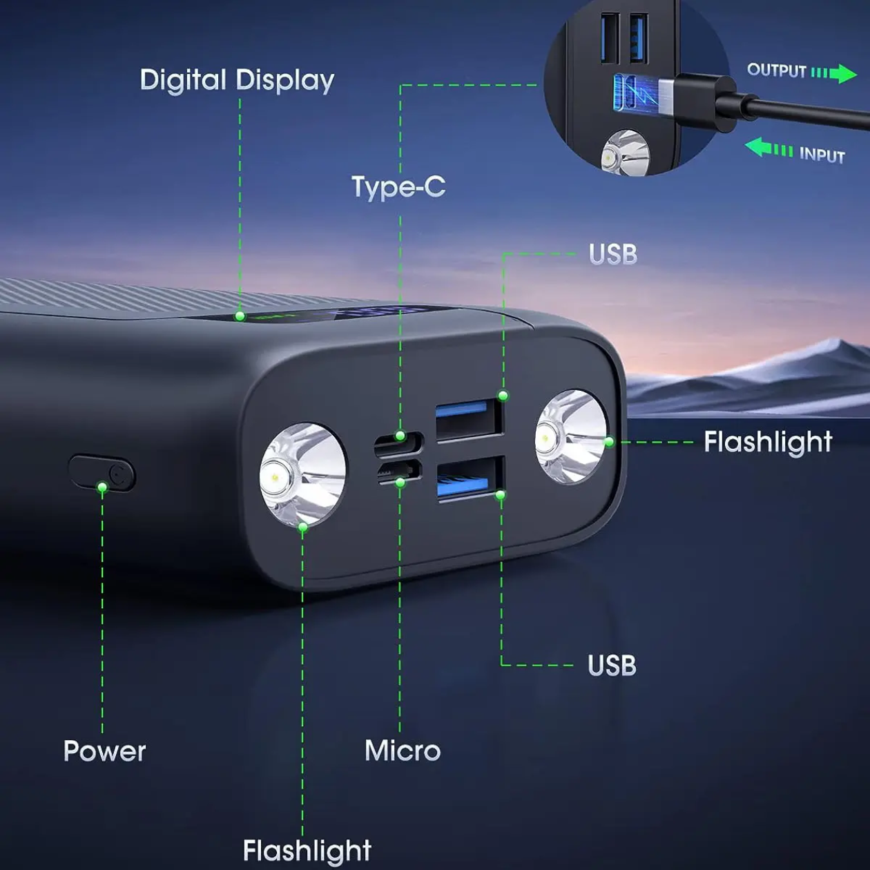 20000mah PD Super Fast 22.5W Fast Charging with Flash Light