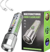 Long Range Tactical Rechargeable Flashlight With Side Light Strong Magnets Lighting 1800m Mini Multifunction Torch