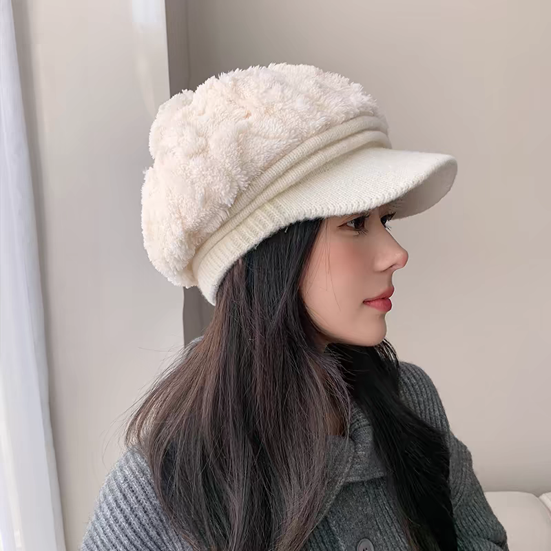 Ladies Winter Stylish Cap Female Velvet Warm Woolen Cap importedgear.pk