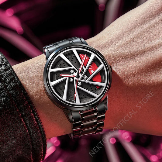Original 3D Real Man Watches Waterproof Watch Car Rim Watch Quartz Men's Sports Watches For Men Clock Mens Spinning Watches