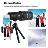 16X52 Compact Monocular Optical Lens High Definition Handheld Telescope BAK4 Prism Waterproof with Neck Trap