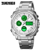 SKMEI Double Time Electronic Movement Men Stainless Steel Watch