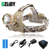 Camouflage LED Head Lamp Waterproof T6 LED Headlight led Head Lamp Lantern Lamp Camping for outdoor Light use 18650 battery