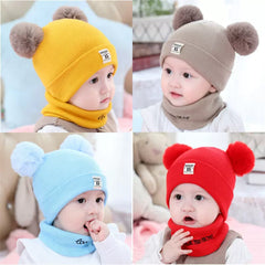 Kids Baby Boy Girl Winter Warm Cap with matching Scarf - Kids Warm Cap With Neck