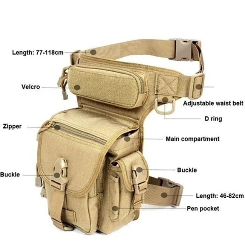 Men's  Tactical Drop Leg Bag Waist Pack Adjustable Thigh Belt Hiking 800D Waterproof