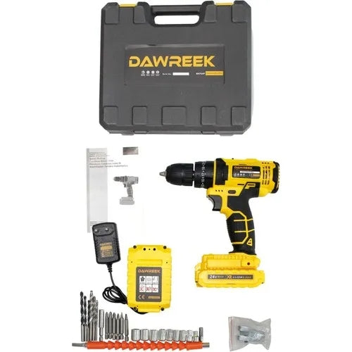 Dual Battery Gearbox 35 Pieces Chargeable Drill And Tool Kit Dawreek 24V