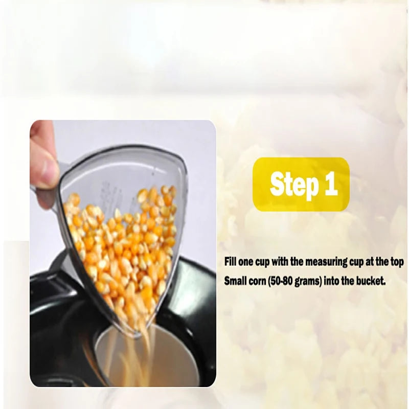 Popcorn Maker 1200W Household Healthy Hot Air Oil-Free Popcorn Maker