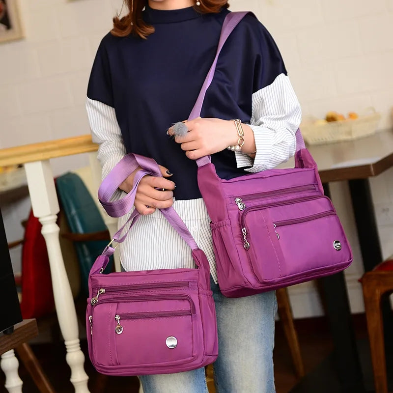 Yesbay Women Multi Pockets Zip Shoulder Crossbody Bag Canvas Storage Pouch