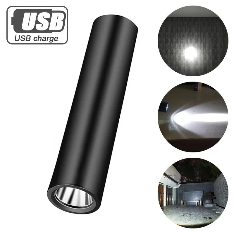 Mini LED Flashlight 3 Lighting Mode USB Rechargeable IPX4 Waterproof Torch 2000 Lumens