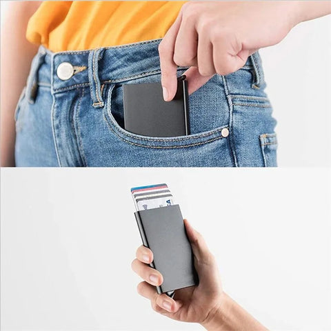 Automatic Stainless Steel Credit Card Holder | Rfid Wallet Metal Case