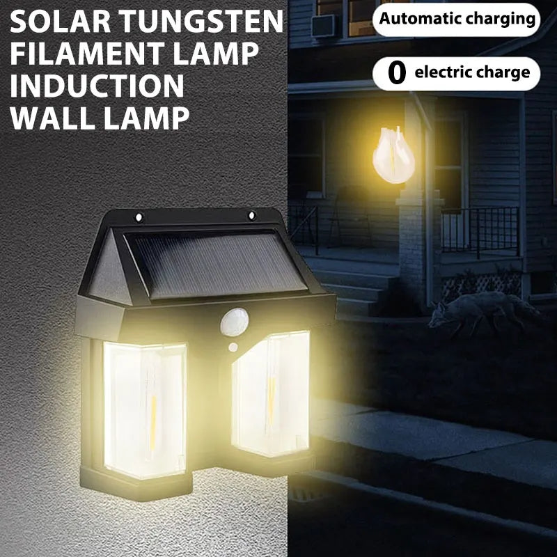 Solar Light Tungsten Wire Human Body Induction LED IP44 Waterproof Outdoor Wall Lamps