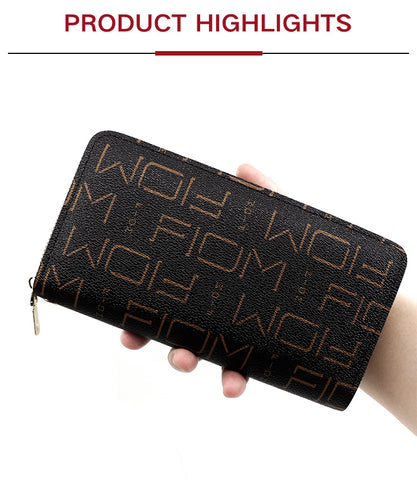 Women Long Lady Zipper Wallet Letter Litchi Grain
