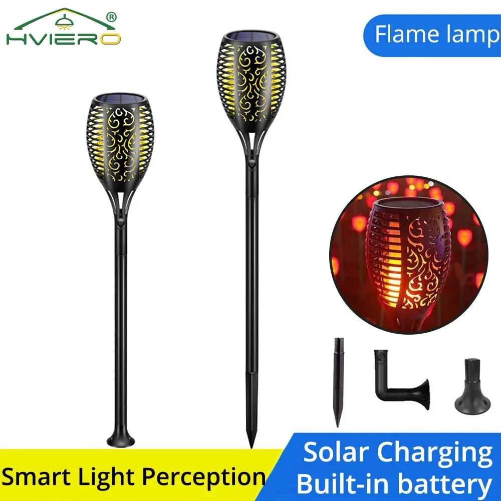 Solar Flame Powered Garden Lights  Garden Decor LED  Lights For Outside Yard Decor