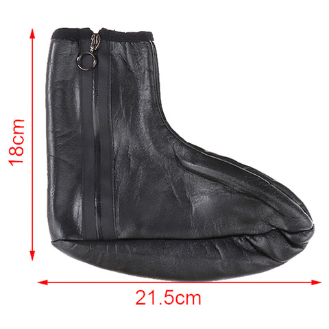 2Pcs Pu Leather Velvet Socks Zipper Indoor Soft Non-Slip boot