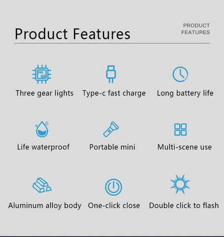 Powerfull Rechargeable Mini Pocket Smart Torch Imported