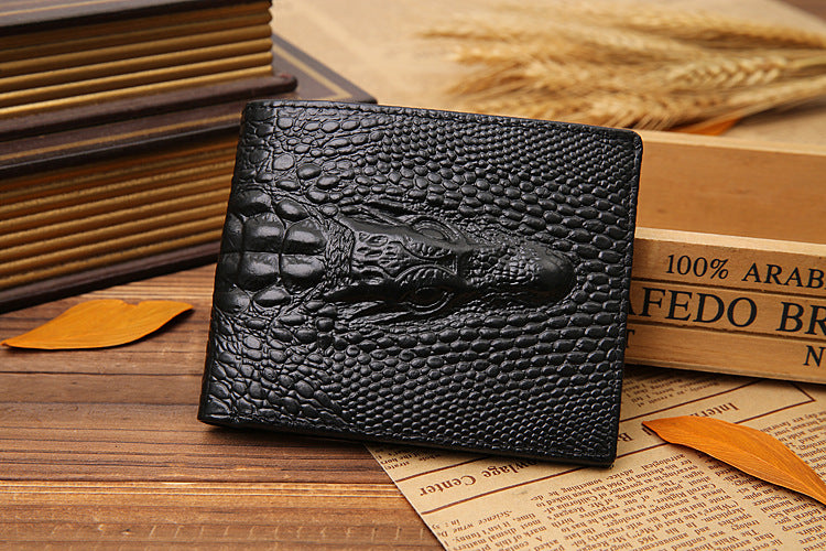 Men's Crocodile Fashion Leather Carry Short Wallet