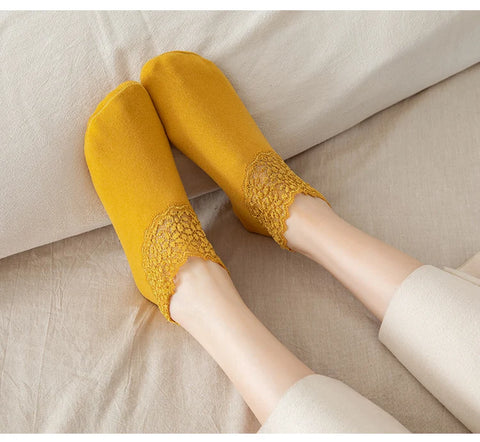 2Pair Women Ladies Ankle Socks - Non Slip Women Lace Warmer