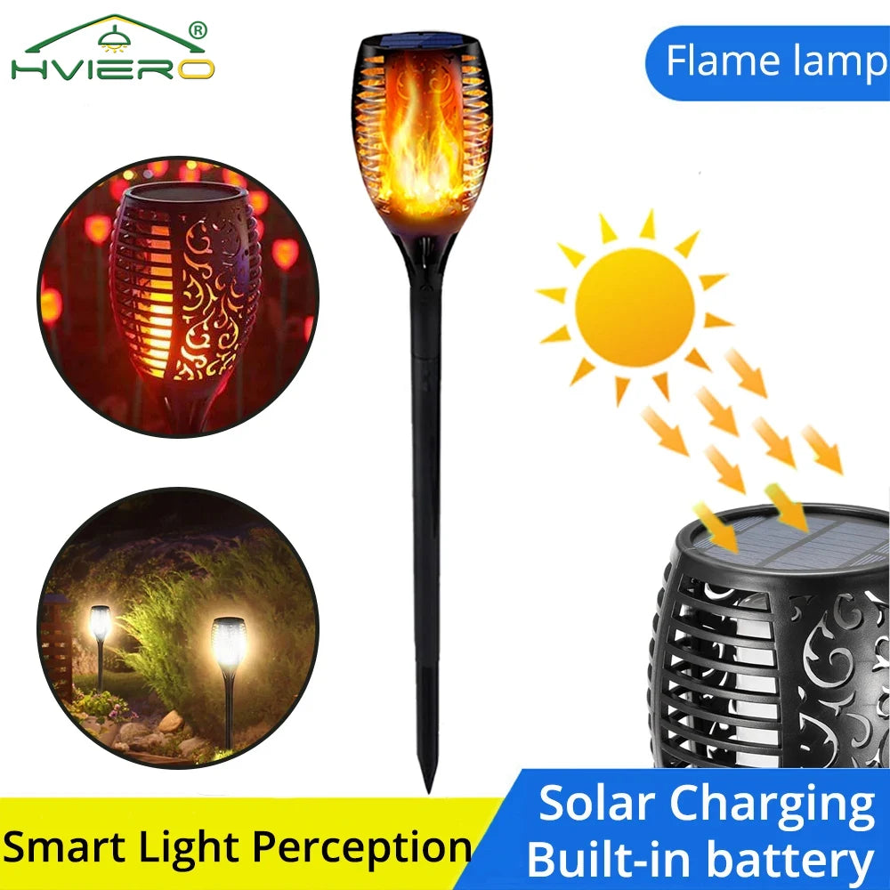 Solar Flame Powered Garden Lights  Garden Decor LED  Lights For Outside Yard Decor