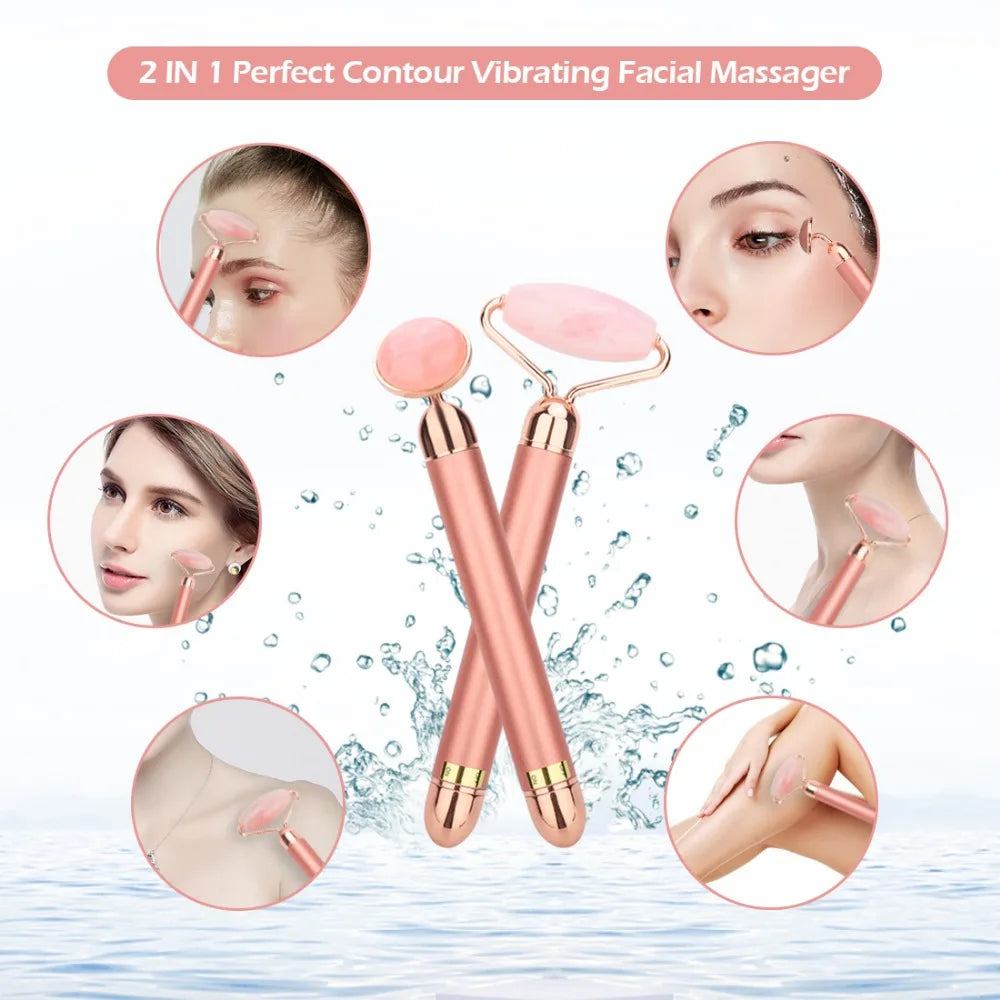 Rose Quartz Facial Roller 3D Face Lifting Body Facial