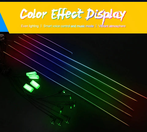 22 In 1 Full Color Streamer Car LED Interior Ambient Lights RGB 64 Color Universal Hidden Acrylic Strip Symphony Atmosphere Lamp