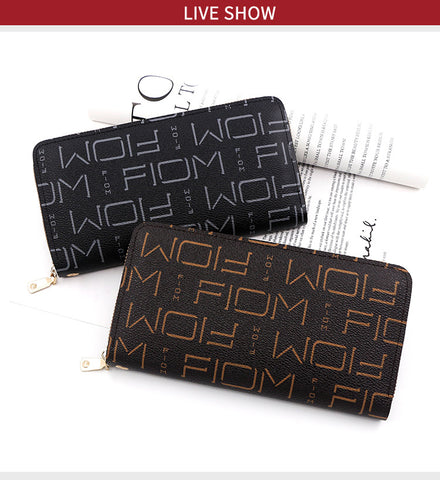 Women Long Lady Zipper Wallet Letter Litchi Grain