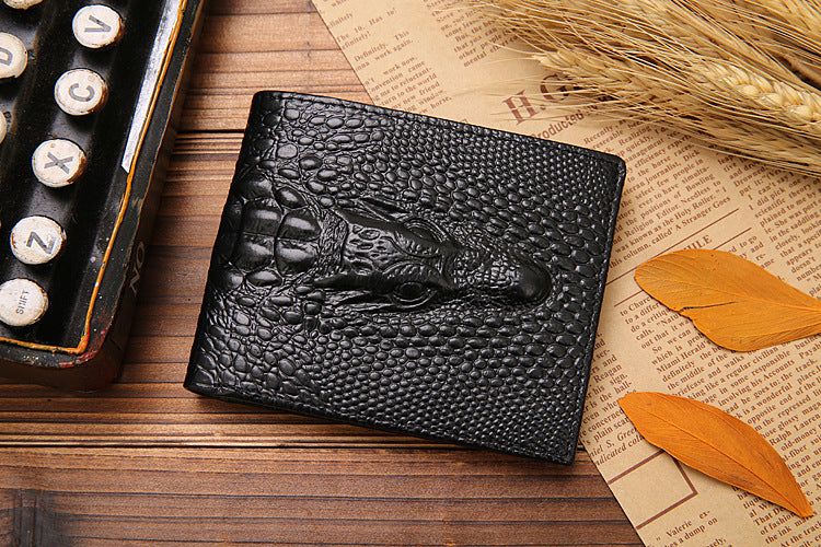 Men's Crocodile Fashion Leather Carry Short Wallet