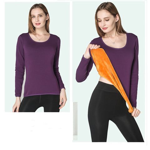 Women Cashmere winter Wool Warm Thermal suit (top+pant)