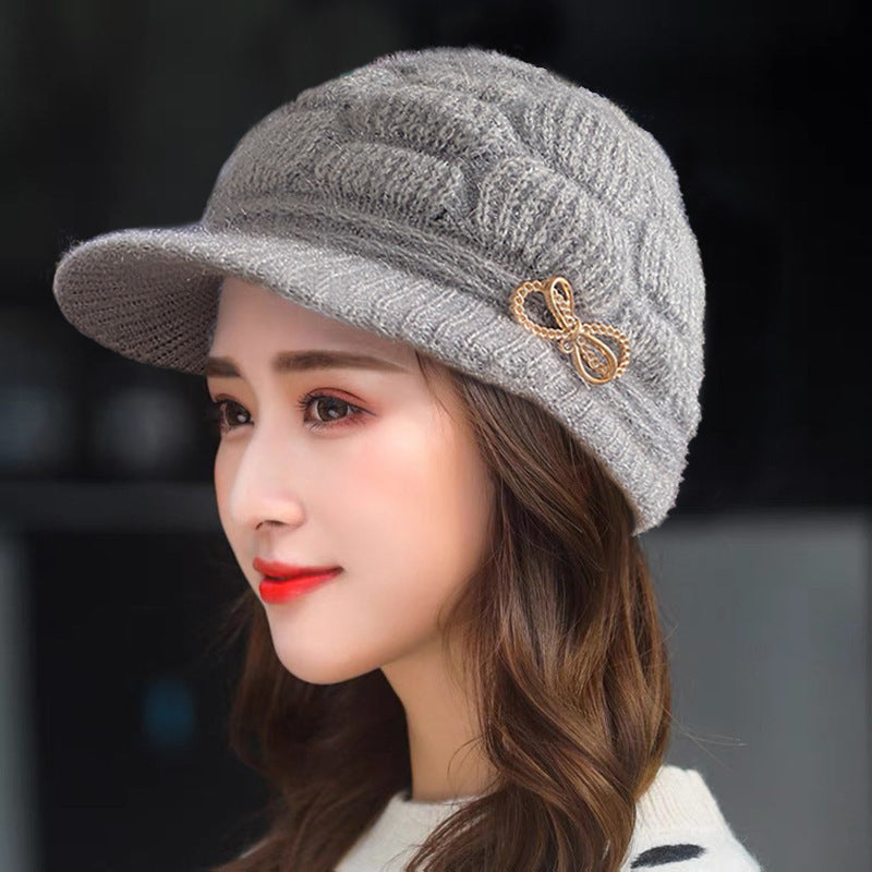 Women Winter Stylish Cap - Female Velvet Warm Woolen Cap