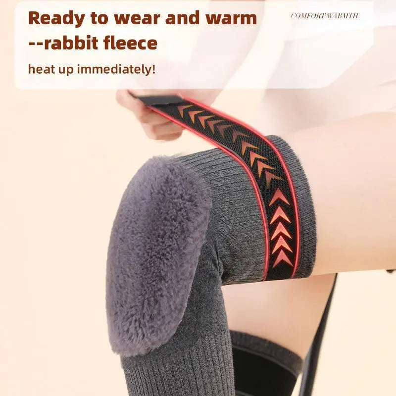 2 Pcs Adjustable Cashmere wool Knee Warmers -30° warm knee pads with strap