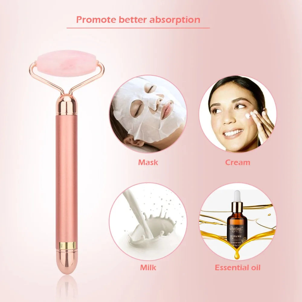 Rose Quartz Facial Roller 3D Face Lifting Body Facial