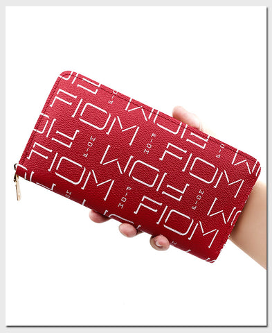 Women Long Lady Zipper Wallet Letter Litchi Grain