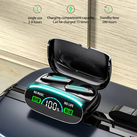 M39 Wireless Earphones Digital Cool Breathing Light Finger print Display