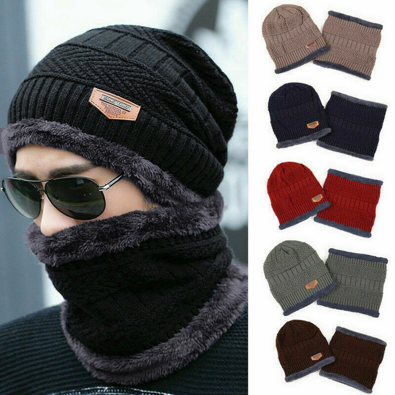 -5° Women Winter Cap with Mask - Winter Knitting Skull Cap with Neck Scarf Wool Warm