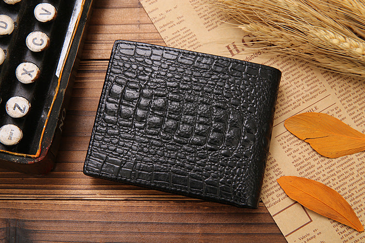 Men's Crocodile Fashion Leather Carry Short Wallet