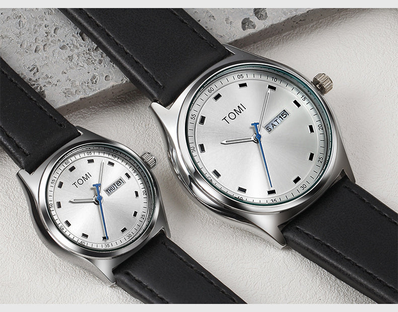 Tomi T030 Stylish Watch Leather Strap with Date