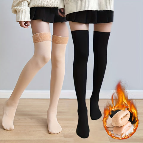 2 Pairs Plush Over-Knee Velvet Thigh High Socks