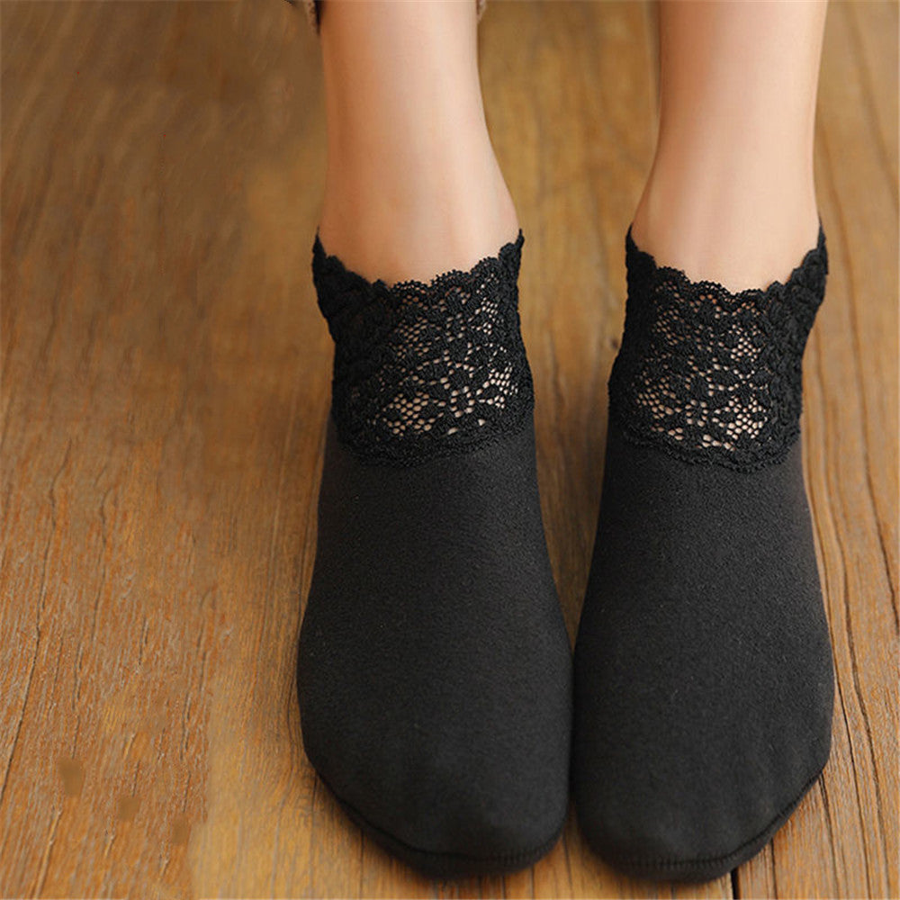 3Pair Women Ladies Ankle Socks - Non Slip Women Lace Warmer